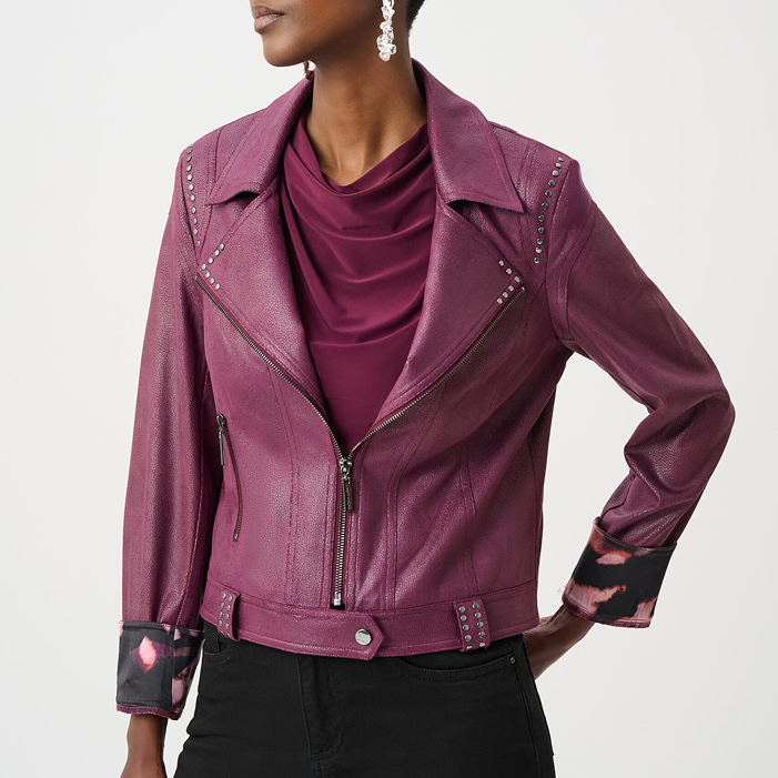 Joseph Ribkoff Foiled Faux Suede Fitted Jacket