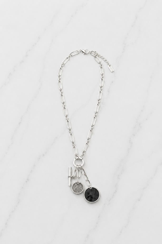 Envy Silver Multi Charm Statement Necklace