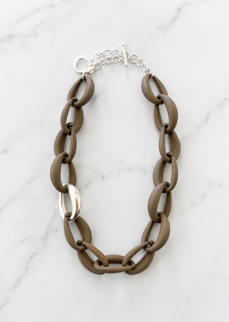 Envy Grey & Silver Statement Link Necklace
