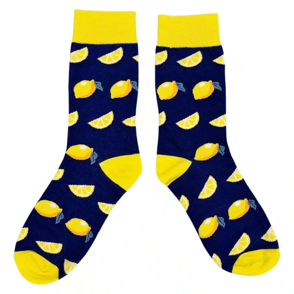 Zesty Lemon Socks in Navy