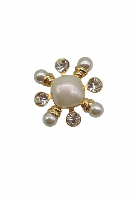 Love Rocks “Queen Victoria” Pearl & Crystal Brooch 