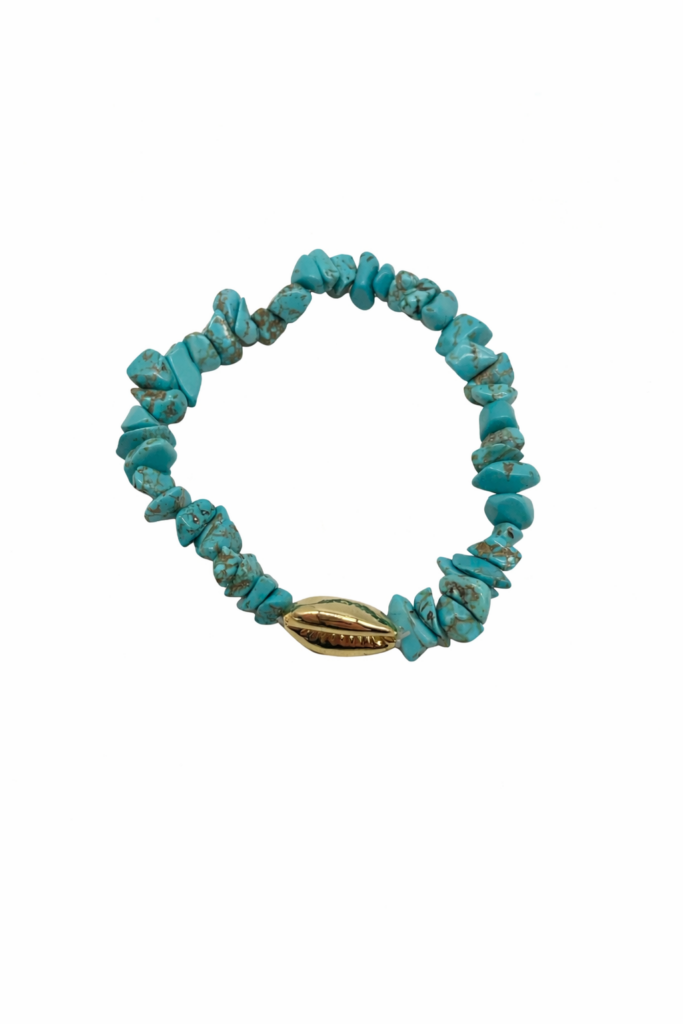 Love Rocks Turquoise Chip Bracelet with Gold Shell Detail