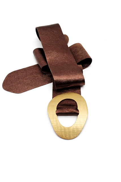 Suzy D Margherita Shimmer Leather belt in Brown