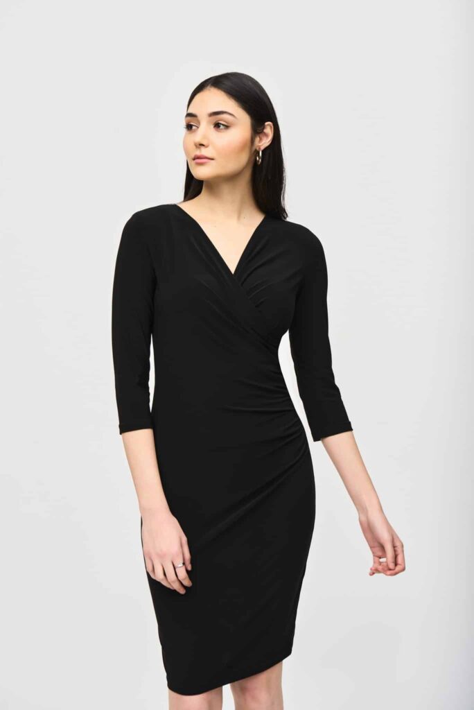 JOSEPH RIBKOFF Three-Quarter Sleeve Wrap Dress