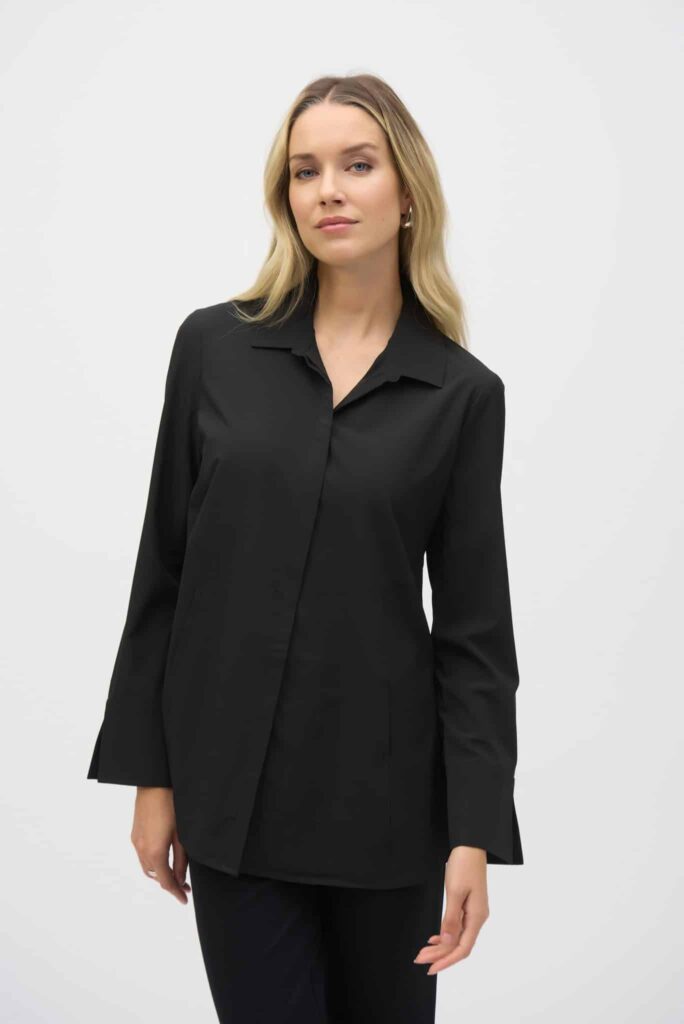 JOSEPH RIBKOFF Woven Button-Down Blouse With Pockets
