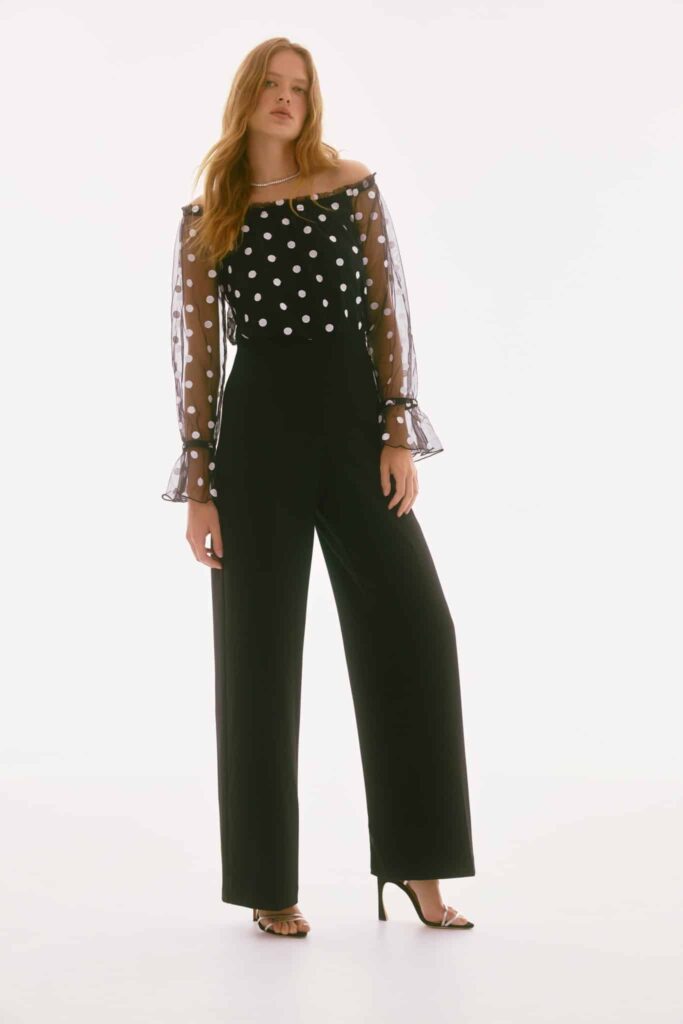 Joseph Ribkoff Signature Dot Mesh Jumpsuit