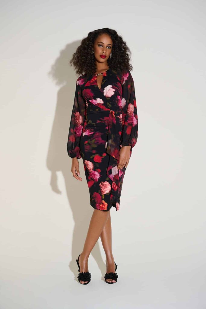 Joseph Ribkoff – Signature | Silky Knit & Chiffon Floral Sheath Dress