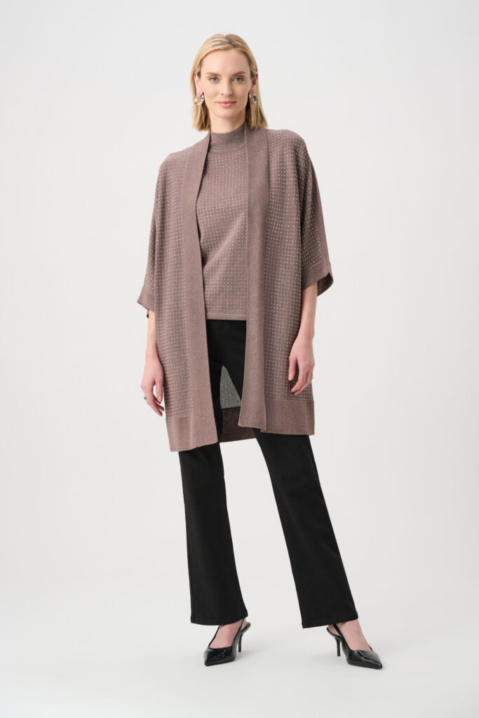 Joseph Ribkoff Sweater Knit Cover-Up with Iron-On Detail