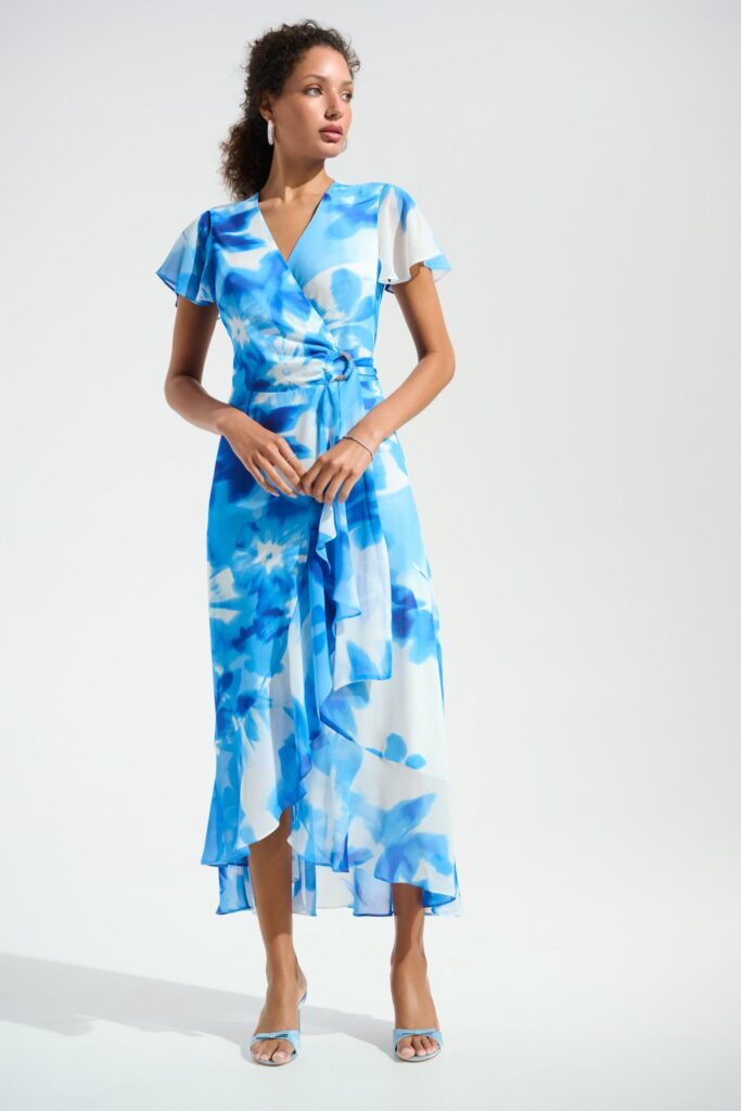 Joseph Ribkoff Signature Chiffon Print Wrap Dress