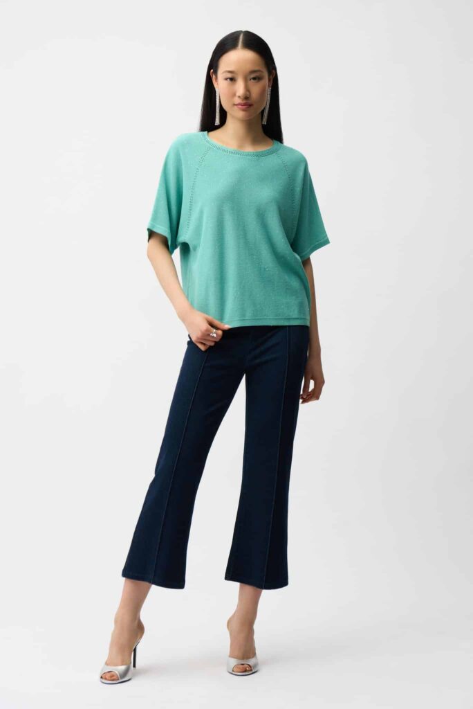 Joseph Ribkoff Knit Denim Cropped Flare Pant