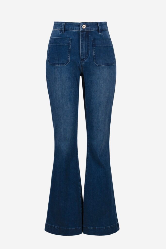 Joseph Ribkoff FLARE JEANS WITH PATCH POCKETS Denim Medium Blue