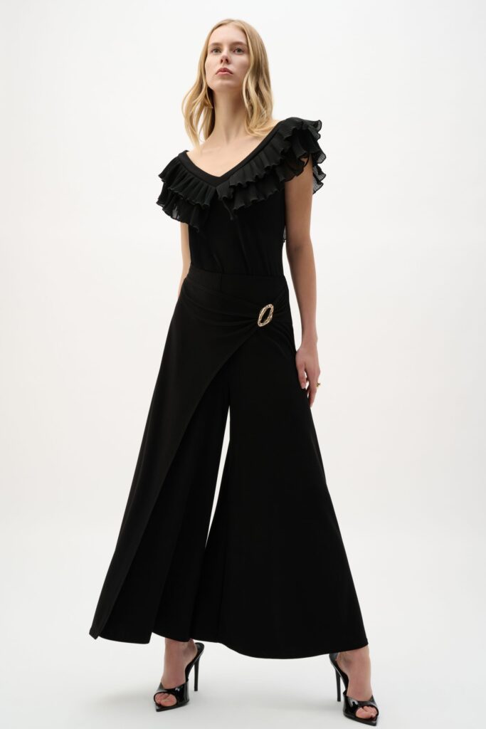 Joseph Ribkoff Silky Knit Culotte Pull-On Pants With Buckle Detail
