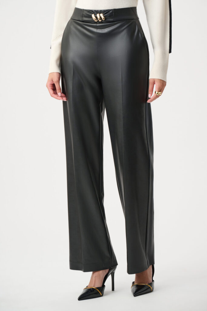 Joseph Ribkoff Leatherette Wide-Leg Pull-On Pants