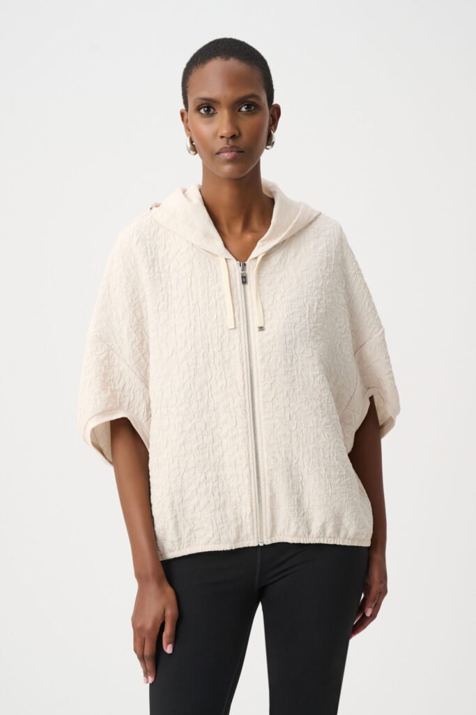 Joseph Ribkoff Textured Jacquard Hooded Zipped Jacket