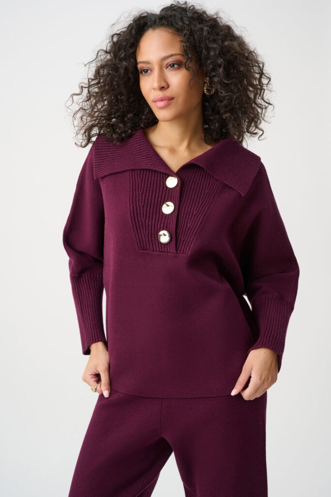 Joseph Ribkoff Brushed Viscose And Nylon Shawl-Neck Sweater