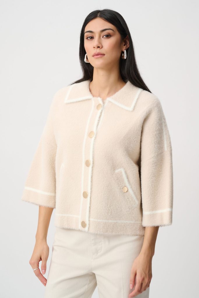Joseph Ribkoff Feather Yarn Knit Boxy Jacket