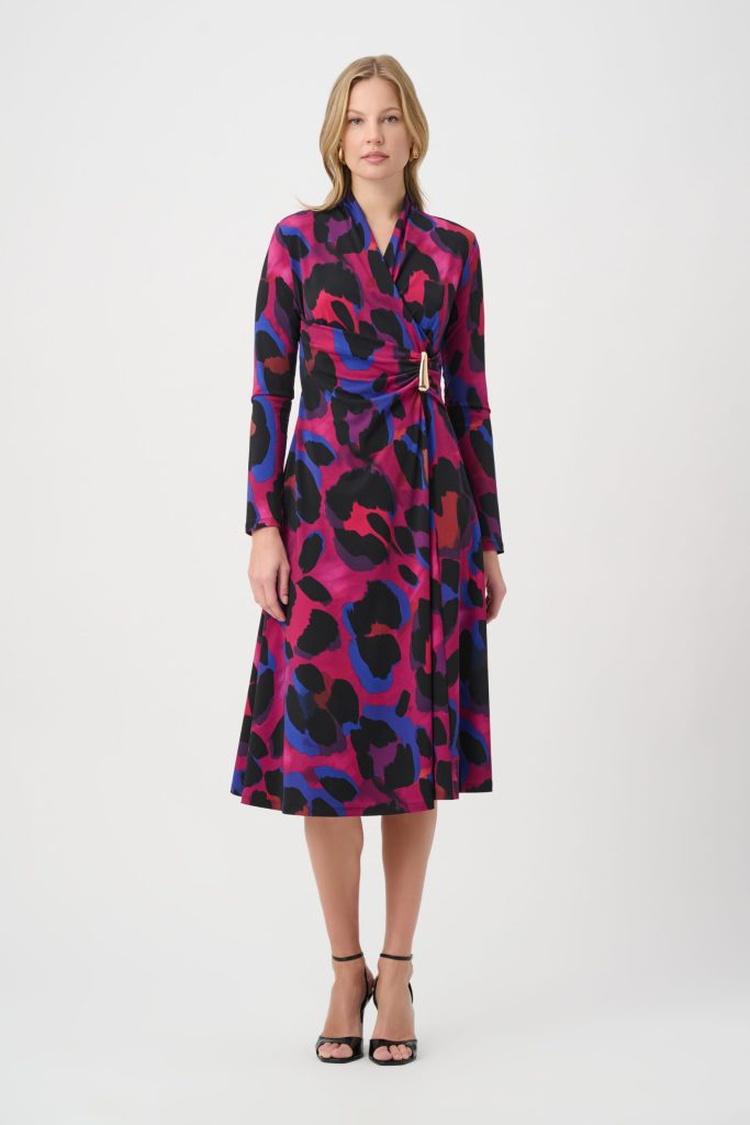 Joseph Ribkoff Animal Print Flowy Wrap Dress