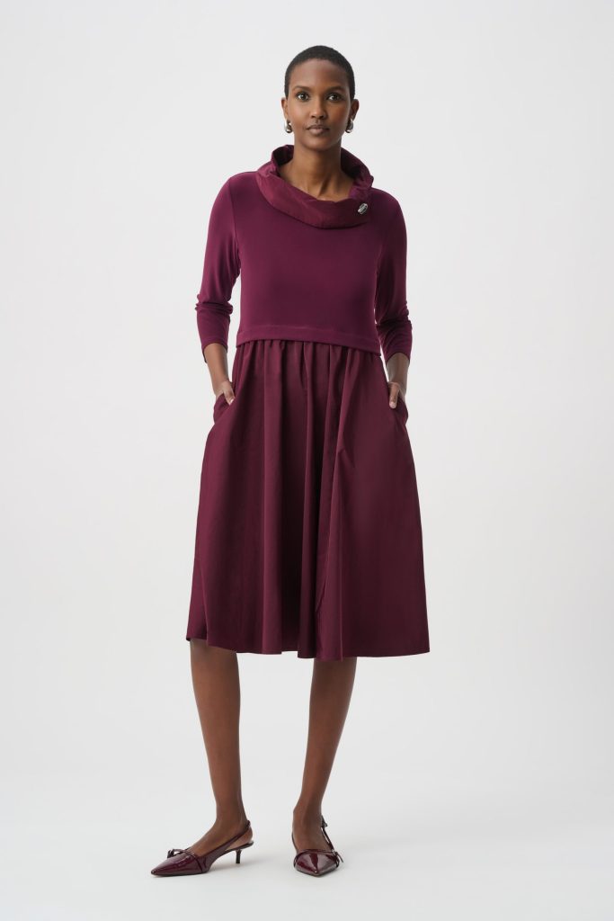 Joseph Ribkoff Shawl Collar Fit & Flare Dress
