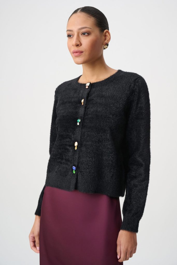 Joseph Ribkoff Bejeweled Crewneck Cardigan