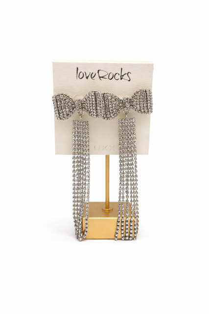 Love Rocks Crystal Bow Drop Earrings 
