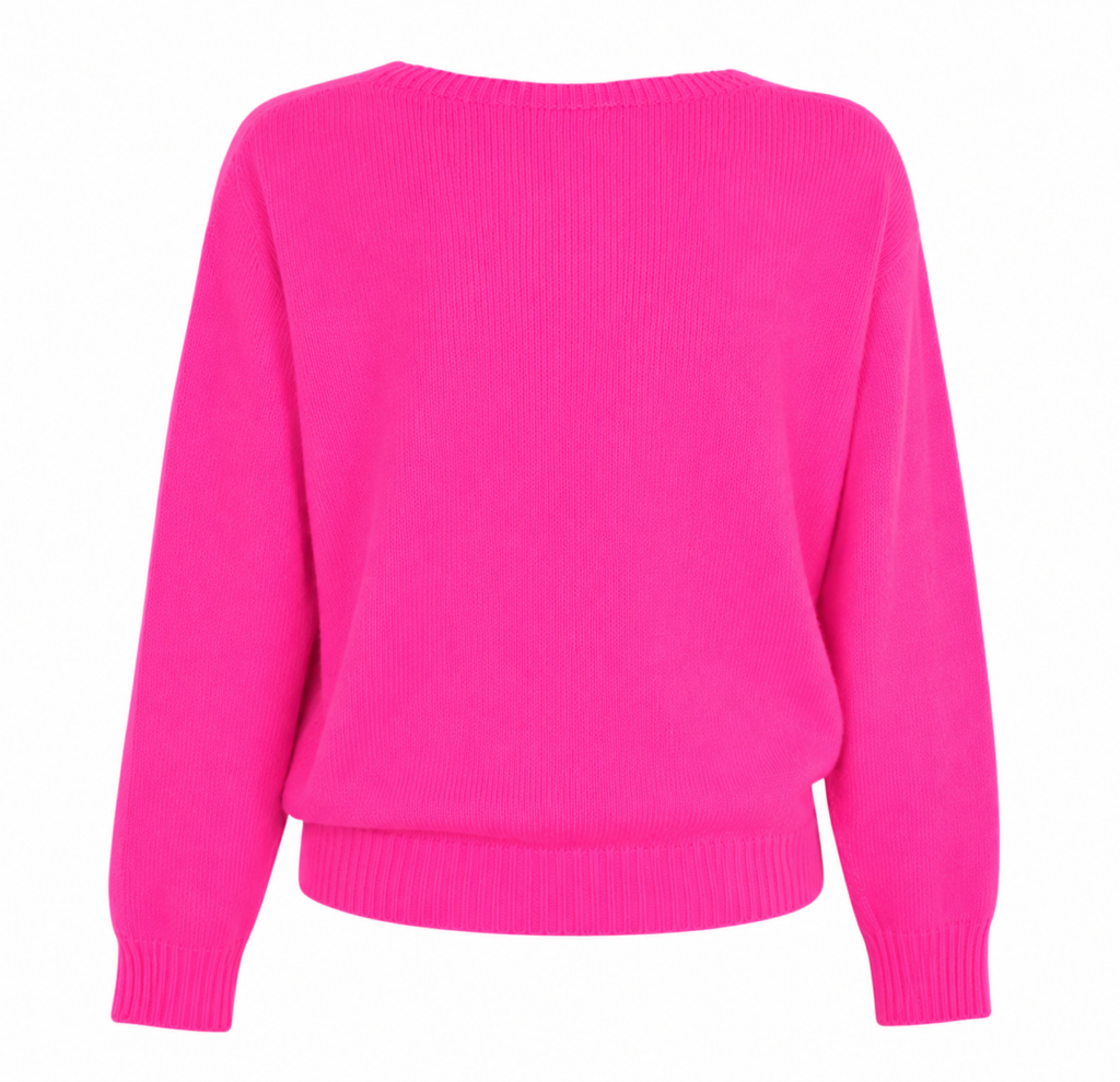 TWNS Sanibel Long sleeve boat-neck sweater – Neon Pink