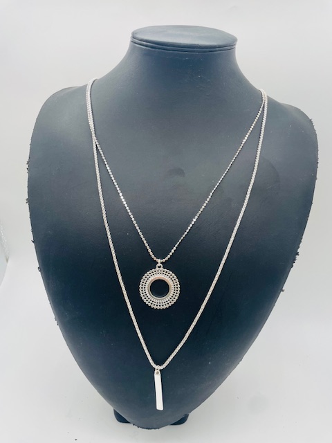 ENVY  Double Pendant Necklace – Silver