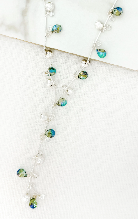 ENVY Glass Bead Necklace- Silver