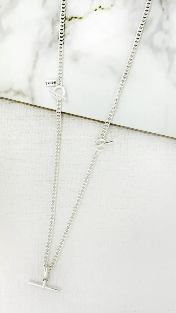 Envy Jewellery | Long silver T-bar necklace