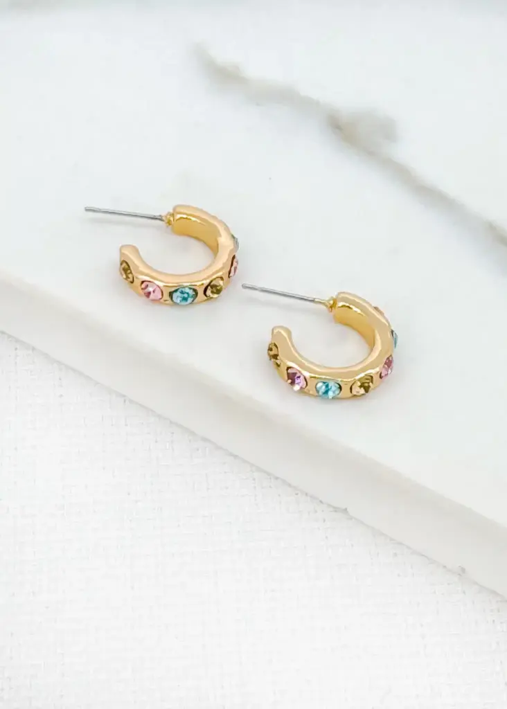 Envy Jewellery | Gold hoop with multicolour crystals