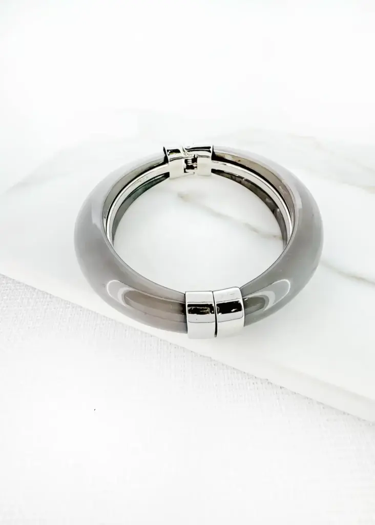 Envy Jewellery | Silver and grey resin hinged bangle