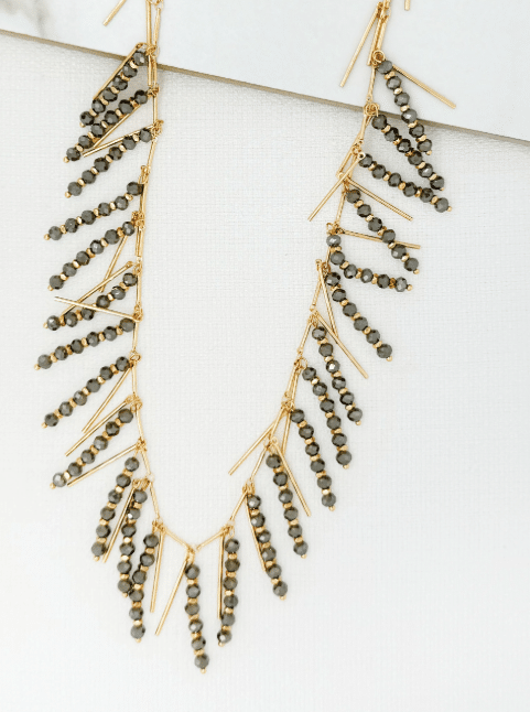 ENVY Fringe Necklace With Grey Beading