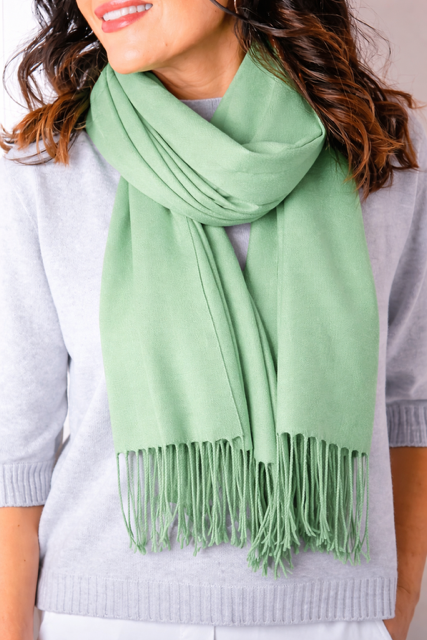 Tilley & Grace Cashmere-Mix Pashmina In Apple Green