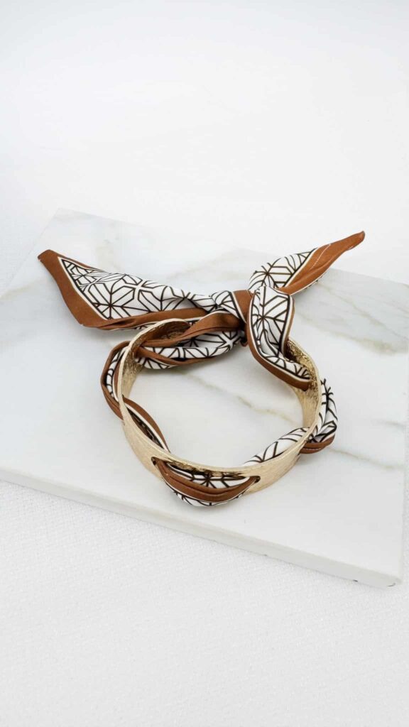 Envy Gold Tone Fabric Tie Bangle Bracelet