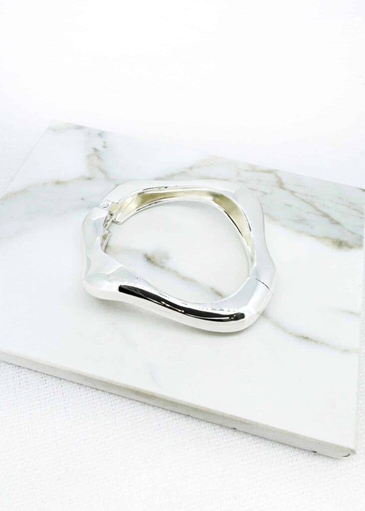 Envy Silver Tone Sculpted Bangle Bracelet