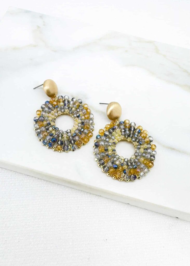Envy Jewellery Multitone Beaded Circle Drop Earrings