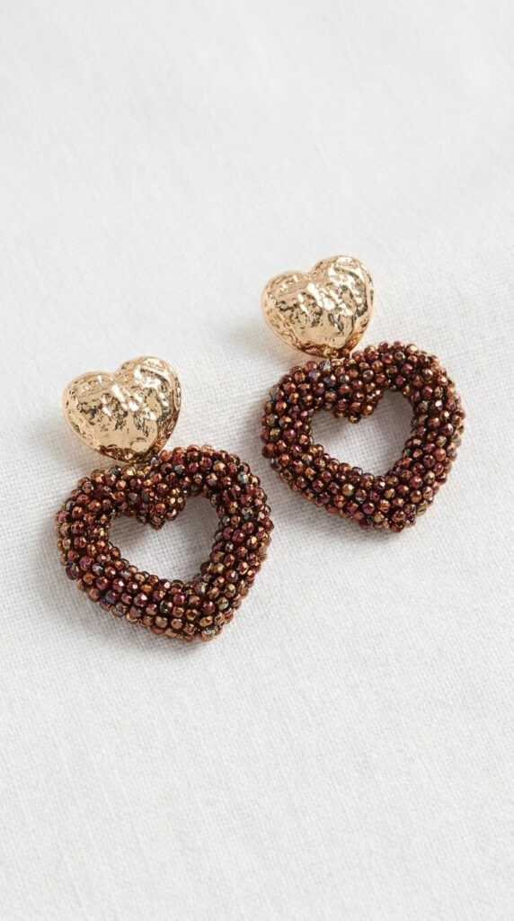 Envy Red Beaded Heart Drop Earrings