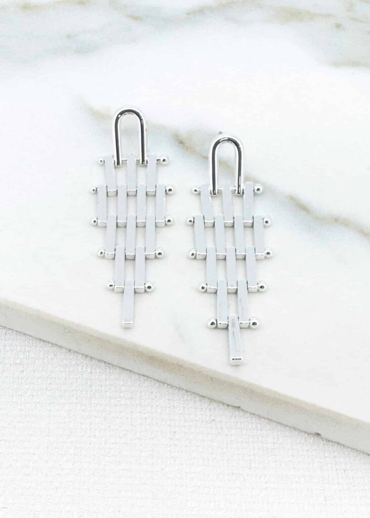 Envy Silver Geometric Drop Earrings