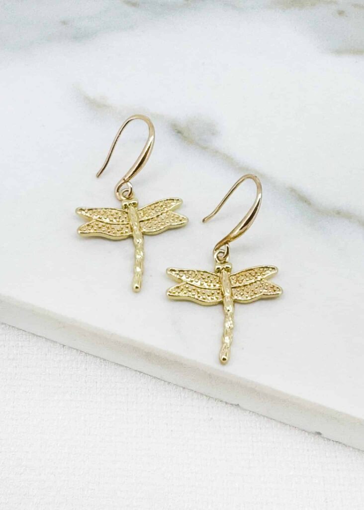 Envy Gold Dragonfly Drop Earrings