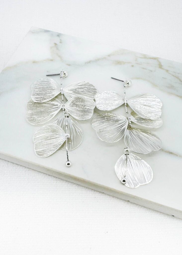 Envy Silver Petal Cascade Earrings