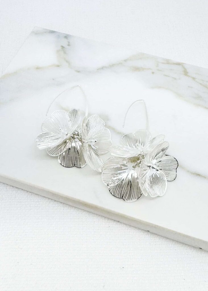 Envy Silver Floral Drop Earrings