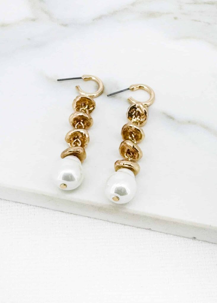 Envy Gold & White Drop Earrings