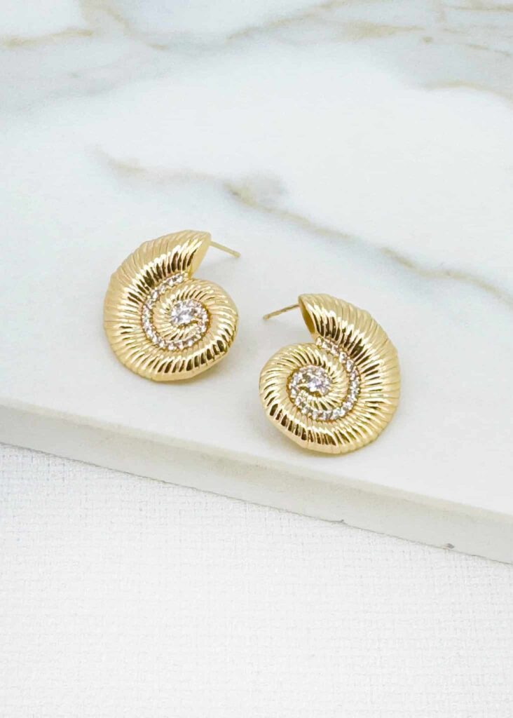 Envy Gold Shell Stud Earrings