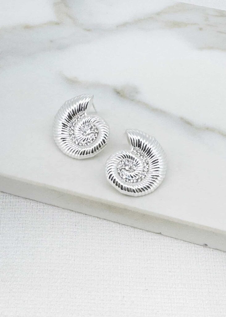 Envy Silver Shell Stud Earrings