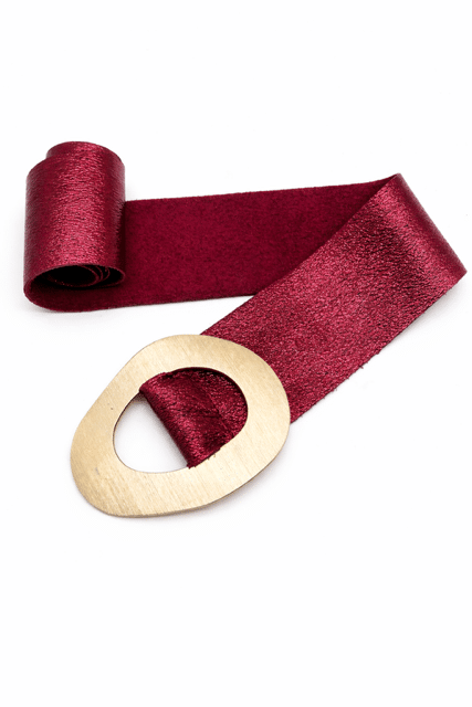 Suzy D Margherita Shimmer Leather belt in Rust