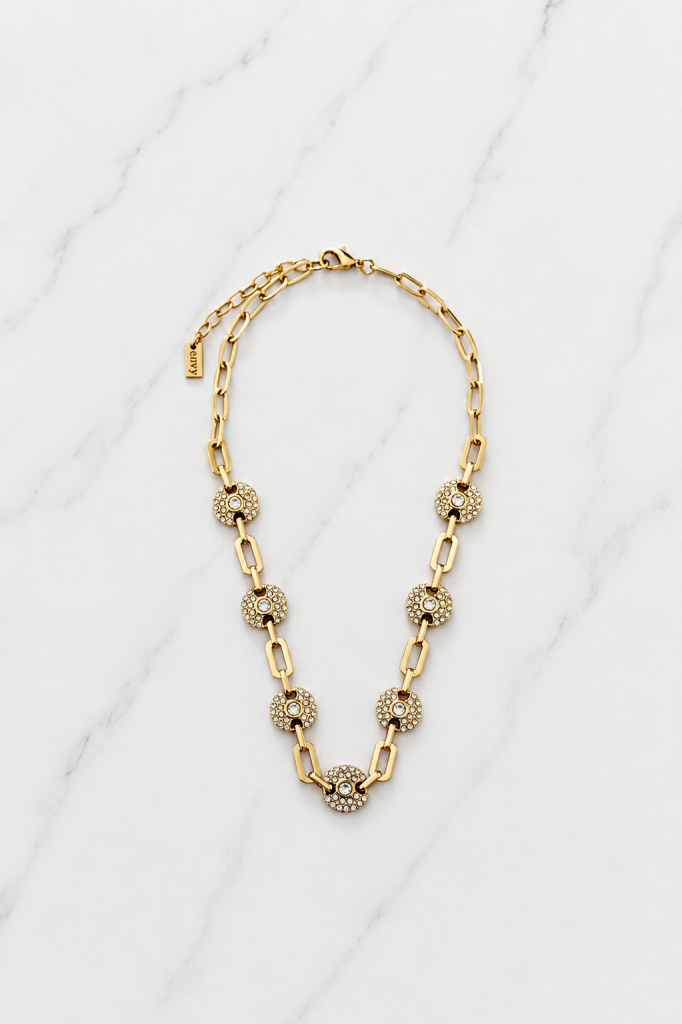 Envy Gold Sparkle Disc Statement Necklace