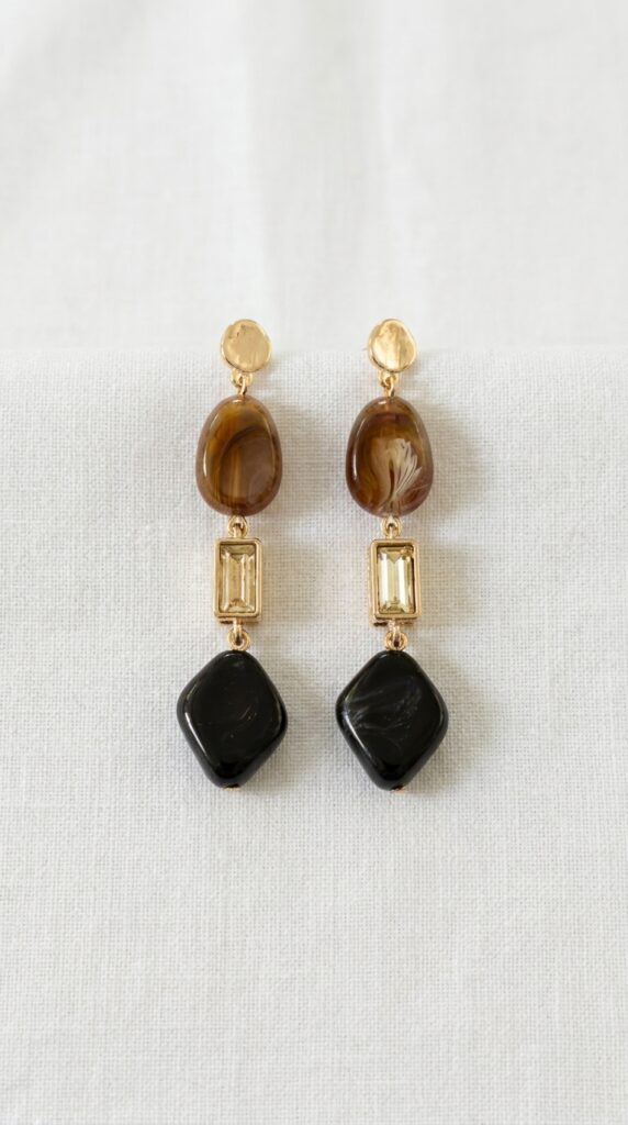 Envy Tortoiseshell & Black Gem Drop Earrings
