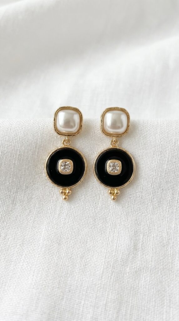 Envy Pearl & Black Jewel Drop Earrings