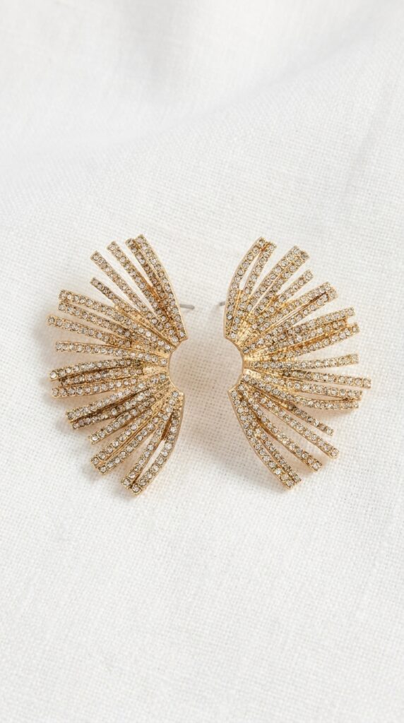 Envy Gold Crystal Fan Statement Earrings