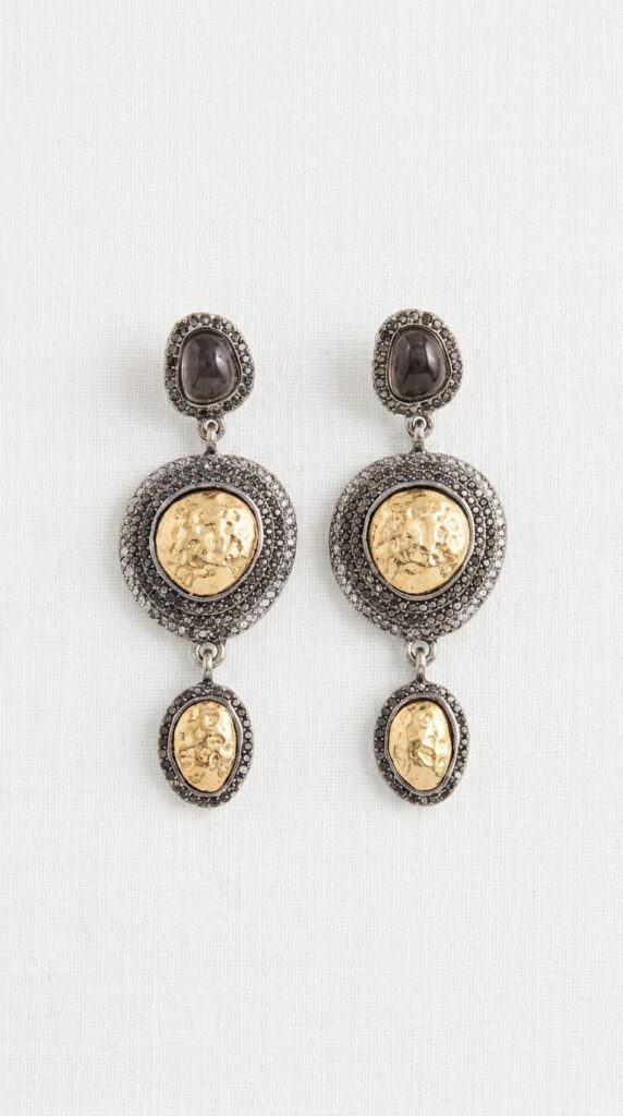 Envy Antique Gold & Smoky Crystal Statement Drop Earrings