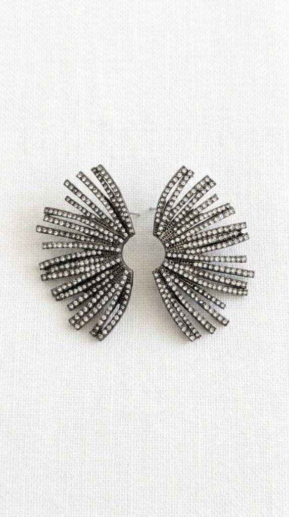 Envy Gunmetal Crystal Fan Statement Earrings